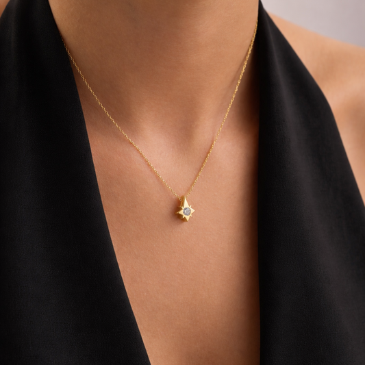 925 Ayar Gümüş Mini Kutup Yıldızı Kolye