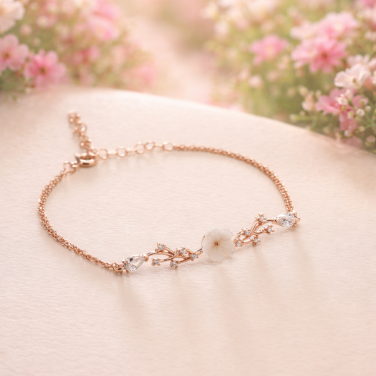 925 Ayar Gümüş Menekşe Çiçeği Bileklik