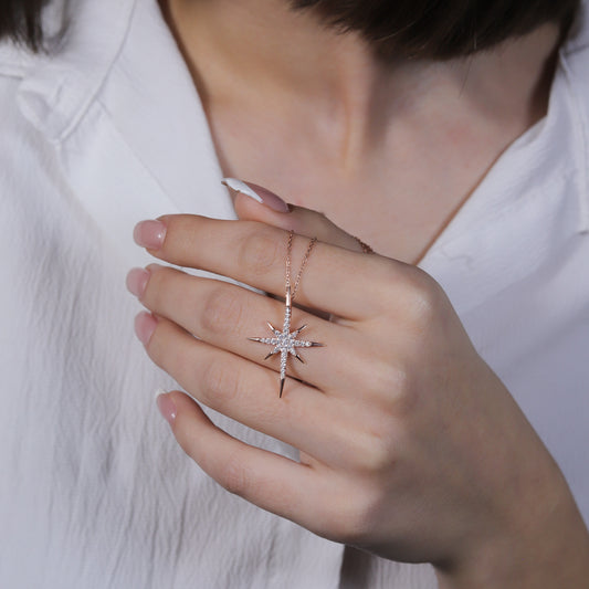 925 Ayar Gümüş Kutup Yıldızı Kolye