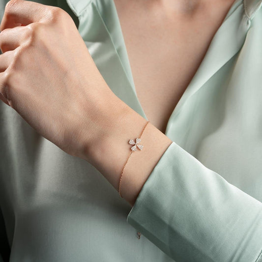 925 Ayar Gümüş Mini Yonca Bileklik