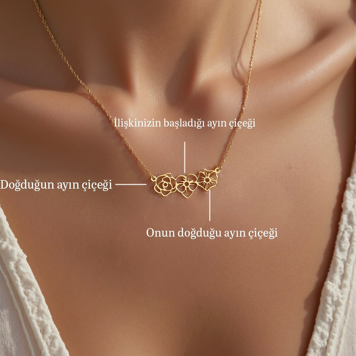 925 Ayar Gümüş Kişiye Özel Doğum Ayı Çiçek Buketi Kolye & Bileklik