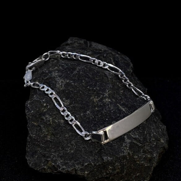 925 Ayar Gümüş Kişiye Özel Erkek Figaro Zincir Bileklik | Künye