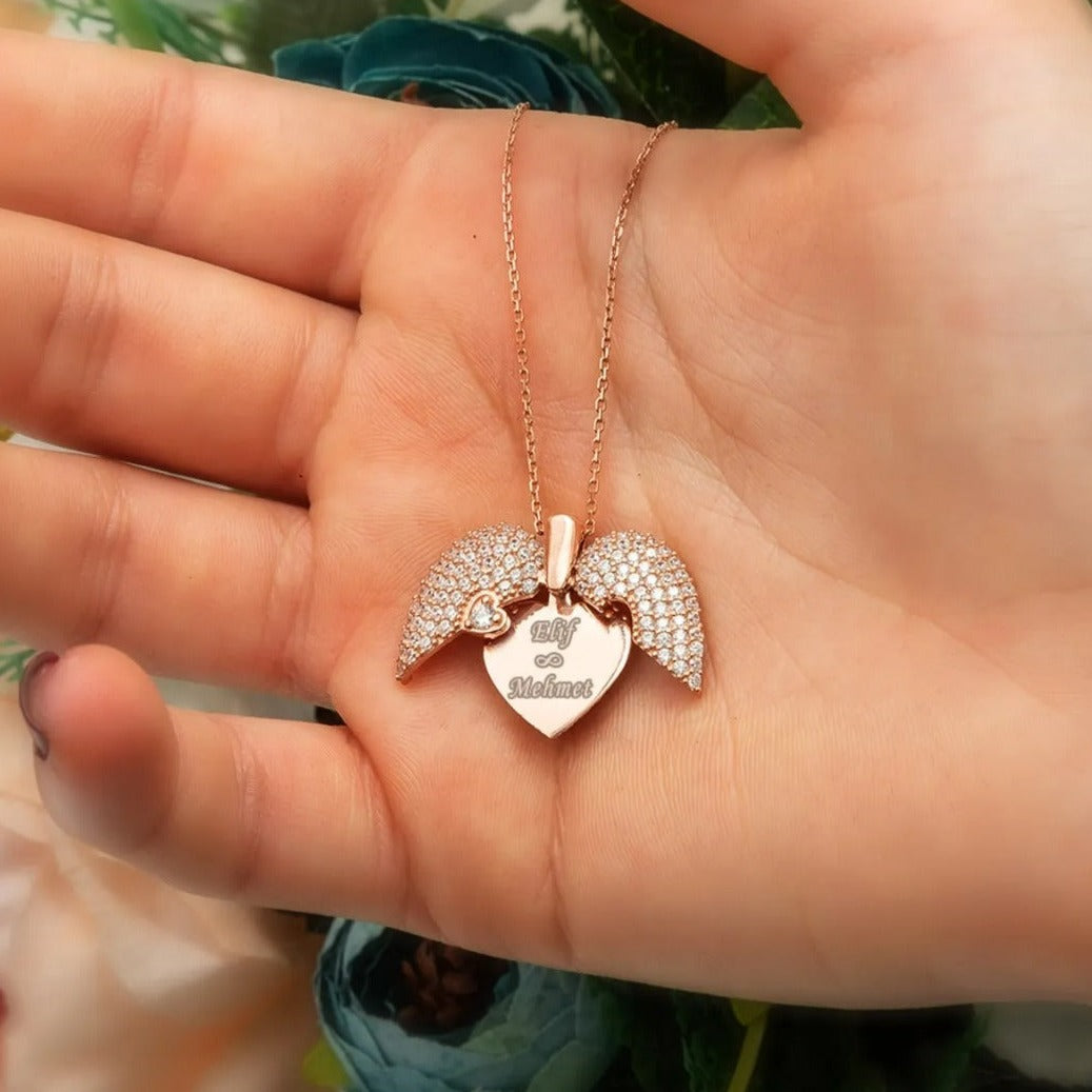 925 Ayar Gümüş Kişiye Özel İsimli Açılır Kalp Kolye