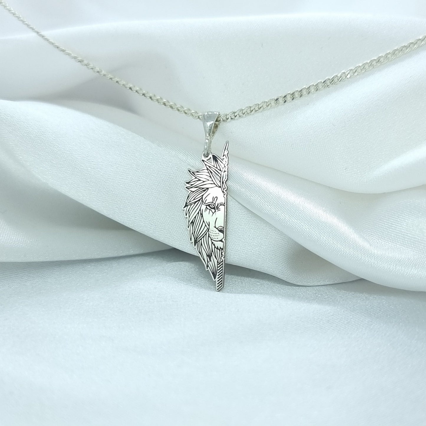 925 Ayar Gümüş Aslan Çift Kolye