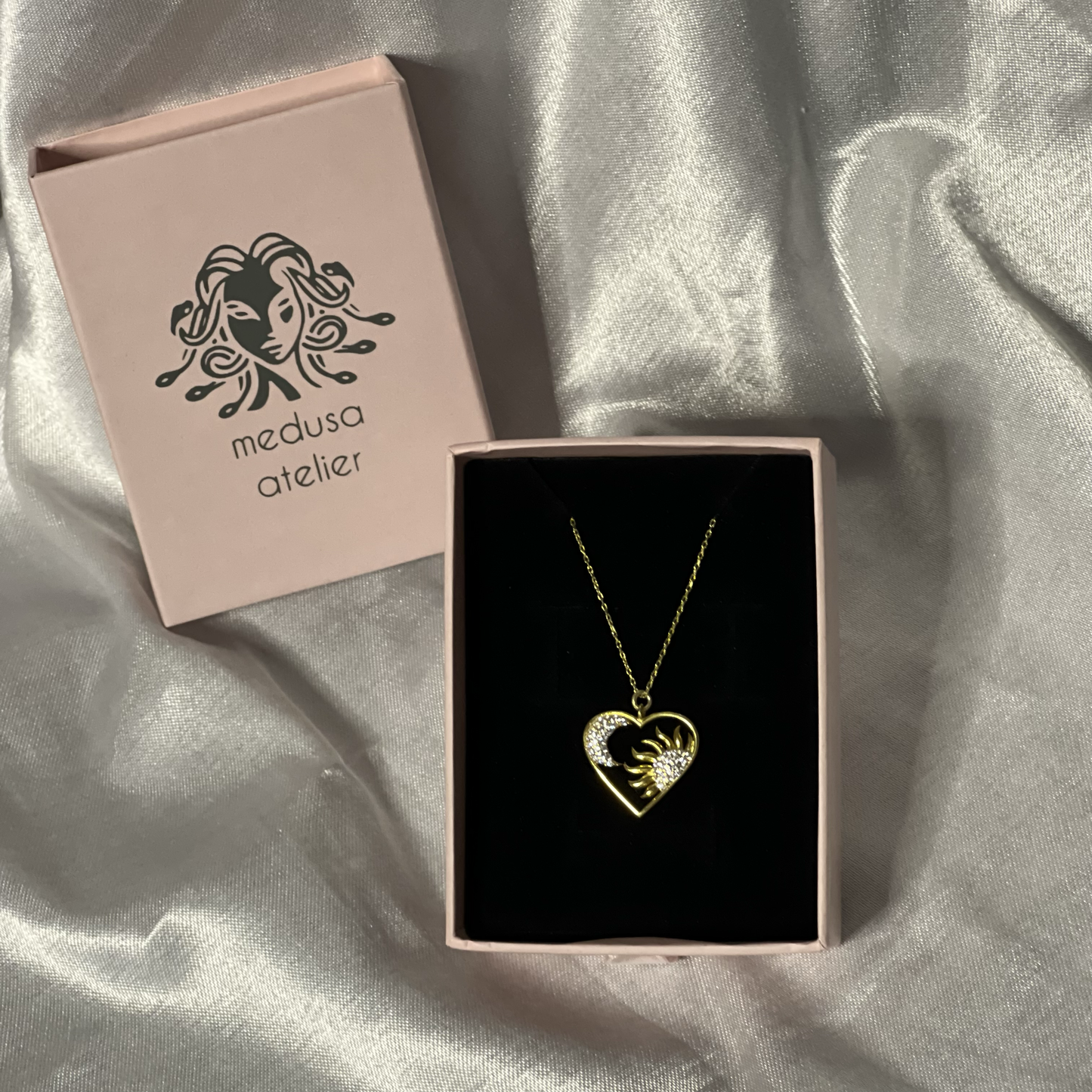 925 Ayar Gümüş Ay ve Güneş Kolye