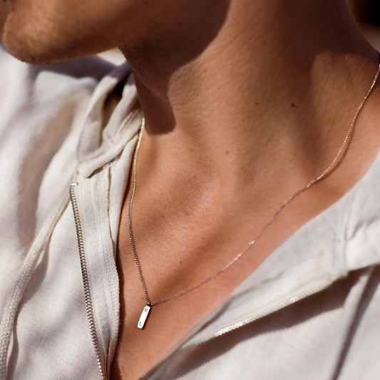 925 Ayar Gümüş Erkek Kişiye Özel Gurmet Zincirli Dikdörtgen Kolye