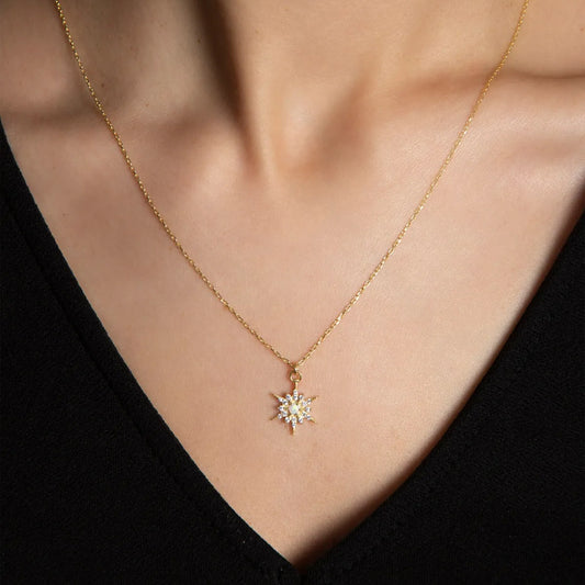 925 Ayar Gümüş Opal Taşlı Sirius Yıldız Kolye