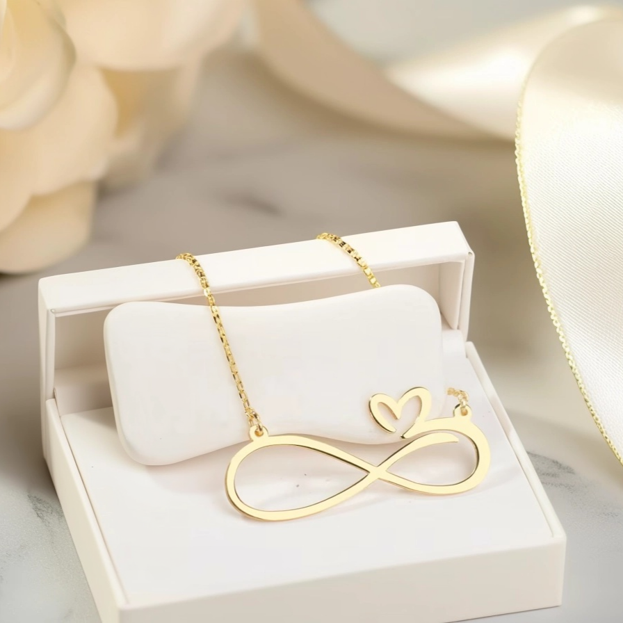 925 Ayar Gümüş Sonsuzluk & Kalp Kolye