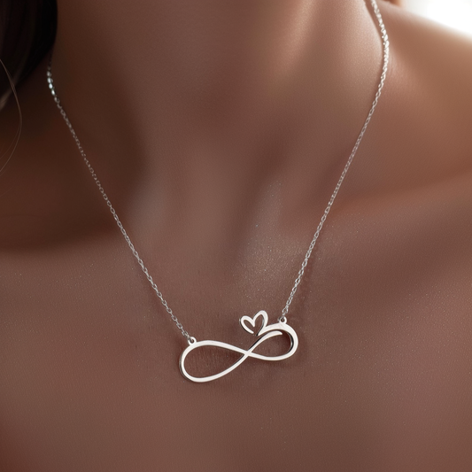 925 Ayar Gümüş Sonsuzluk & Kalp Kolye