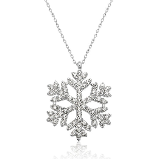 925 Ayar Gümüş Taşlı Kar Tanesi Kolye