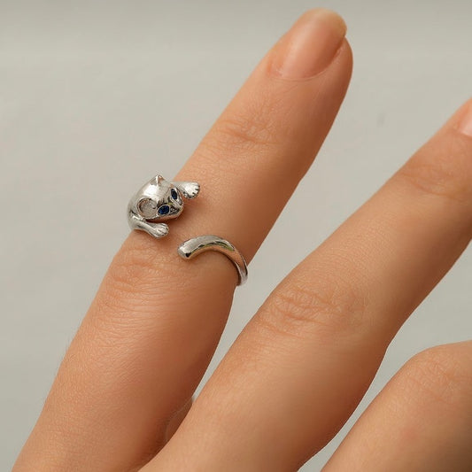 925 Ayar Gümüş Kedi Yüzük