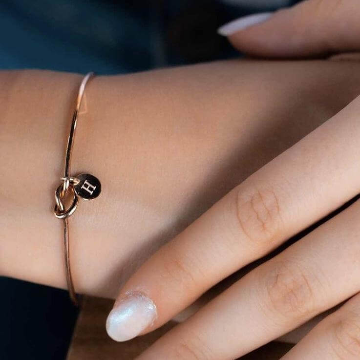 925 Ayar Gümüş Kişiye Özel İki Harfli Düğüm Bileklik