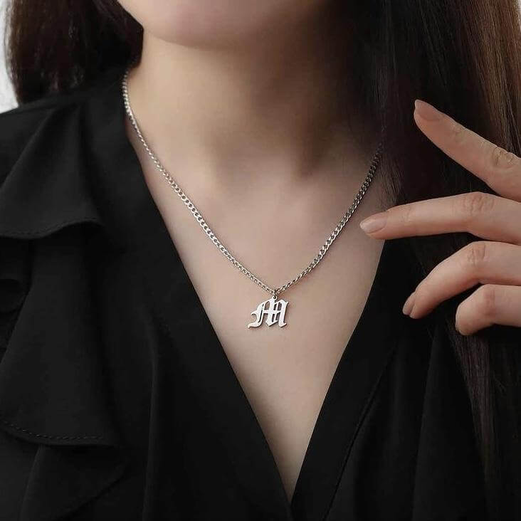 925 Ayar Gümüş Kişiye Özel Gurmet Zincirli Harf Kolye