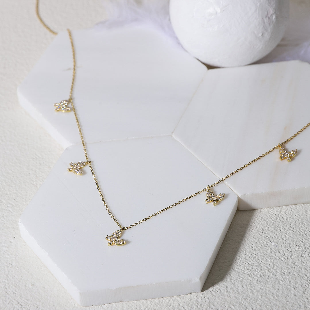 925 Ayar Gümüş Çoklu Kelebek Kolye