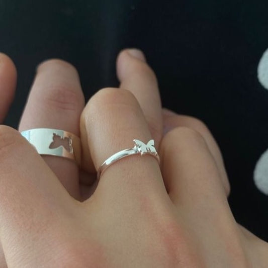 925 Ayar Gümüş Çift Kelebek Yüzük