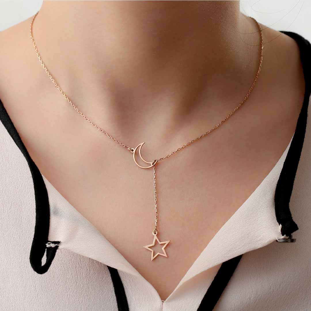 925 Ayar Gümüş Bliss | Ay Yıldız Kolye