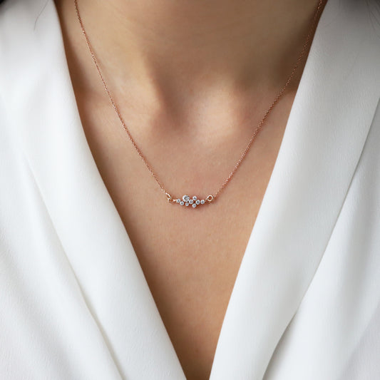 925 Ayar Gümüş Cluster Taşlı Kolye