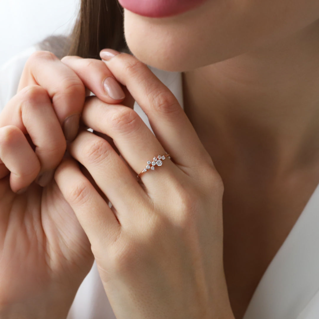 925 Ayar Gümüş Cluster Kolye & Yüzük | Cluster Set