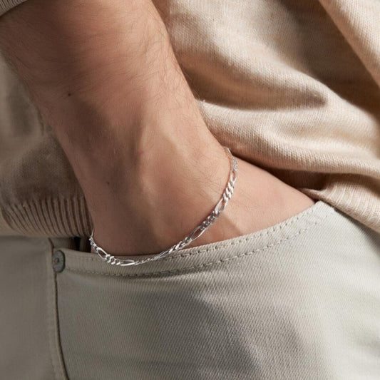 925 Ayar Gümüş Figaro Zincir Erkek Bileklik