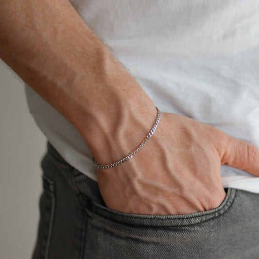 925 Ayar Gümüş Gurmet | Curb Zincir Erkek Bileklik