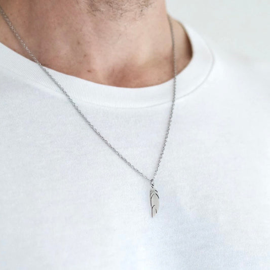 925 Ayar Gümüş Tüy | Feather Erkek Kolye