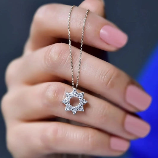 925 Ayar Gümüş Taşlı Güneş Kolye