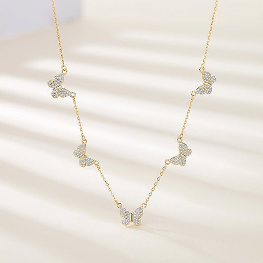 925 Ayar Gümüş Çoklu Kelebek Kolye