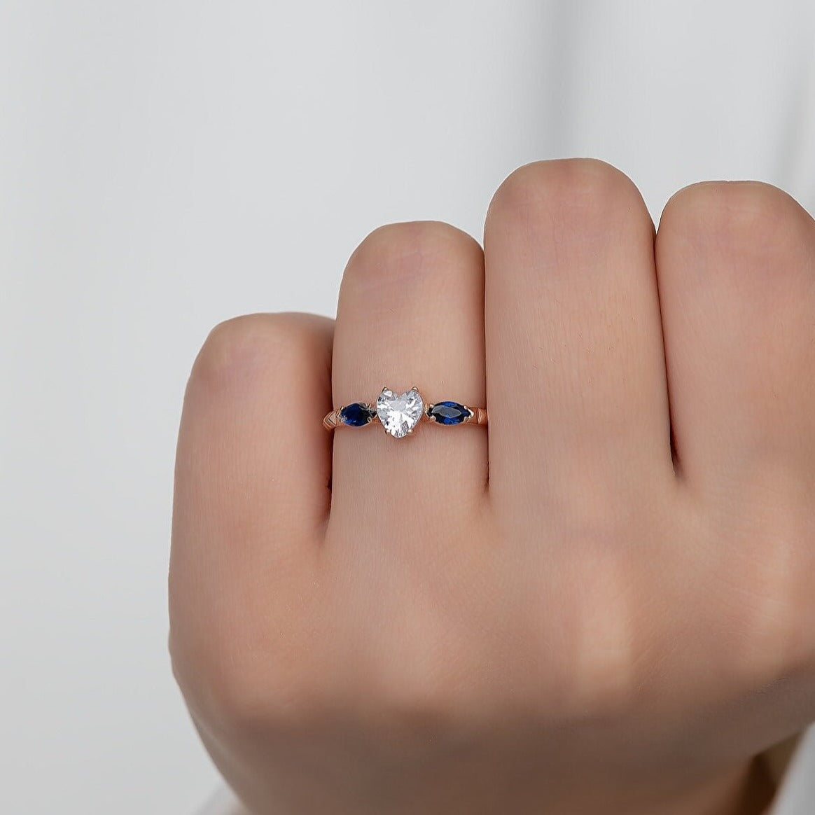 925 Ayar Gümüş Minimal Kalp Yüzük