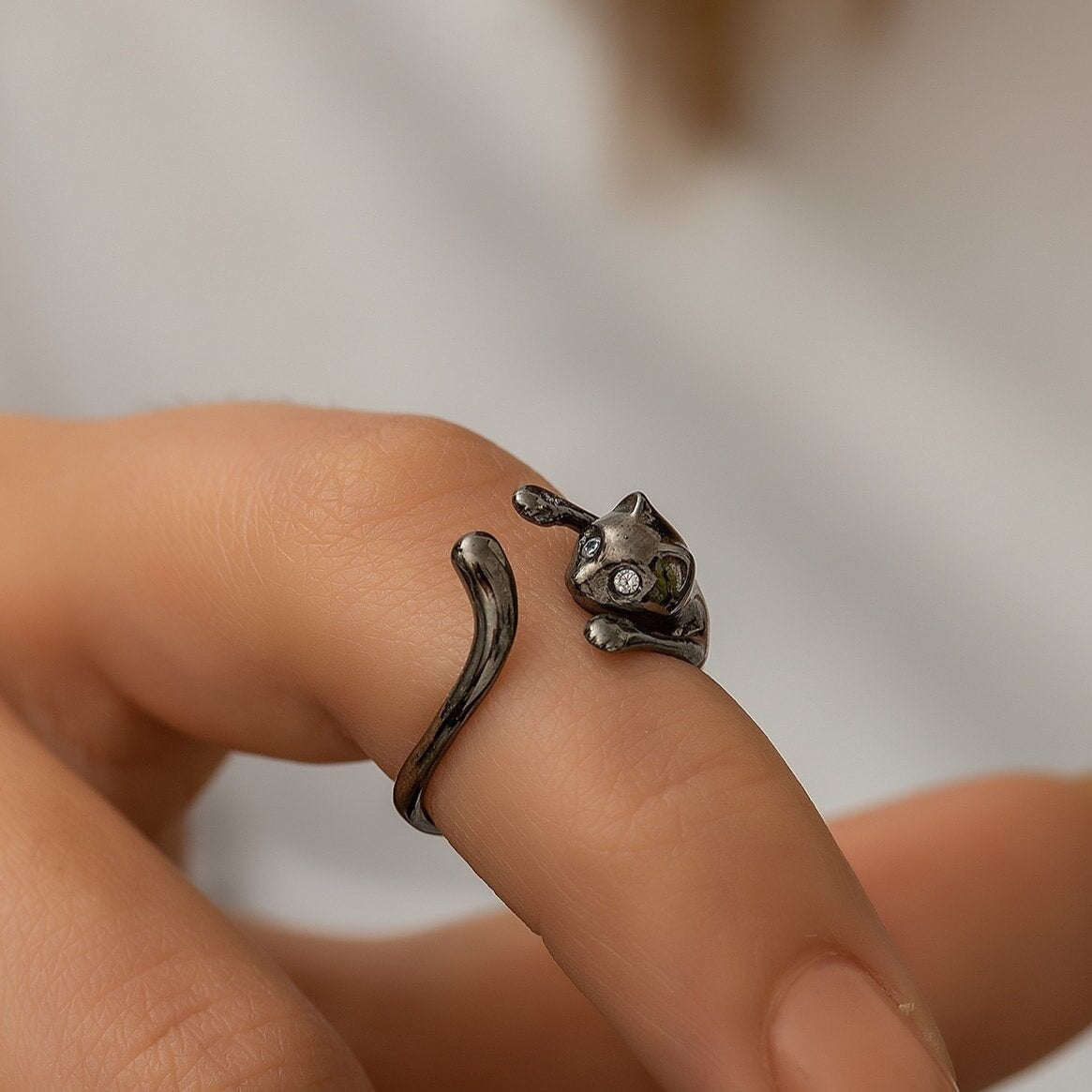 925 Ayar Gümüş Kedi Yüzük