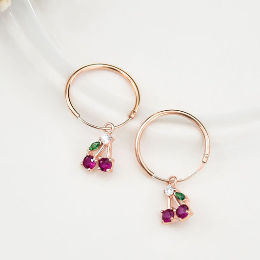 925 Ayar Gümüş Kiraz Küpe