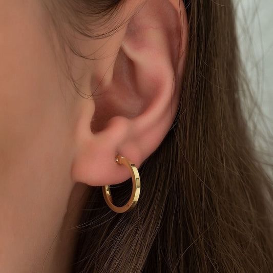 925 Ayar Gümüş Köşeli Halka Küpe