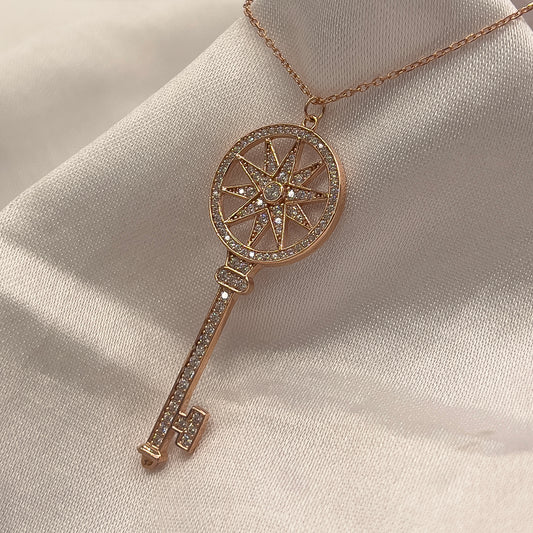 925 Ayar Gümüş Kutup Yıldızı & Anahtar Unisex (Erkek & Kadın) Kolye