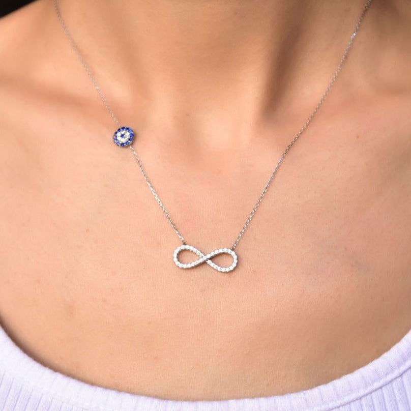 925 Ayar Gümüş Nazar & Sonsuzluk Kolye