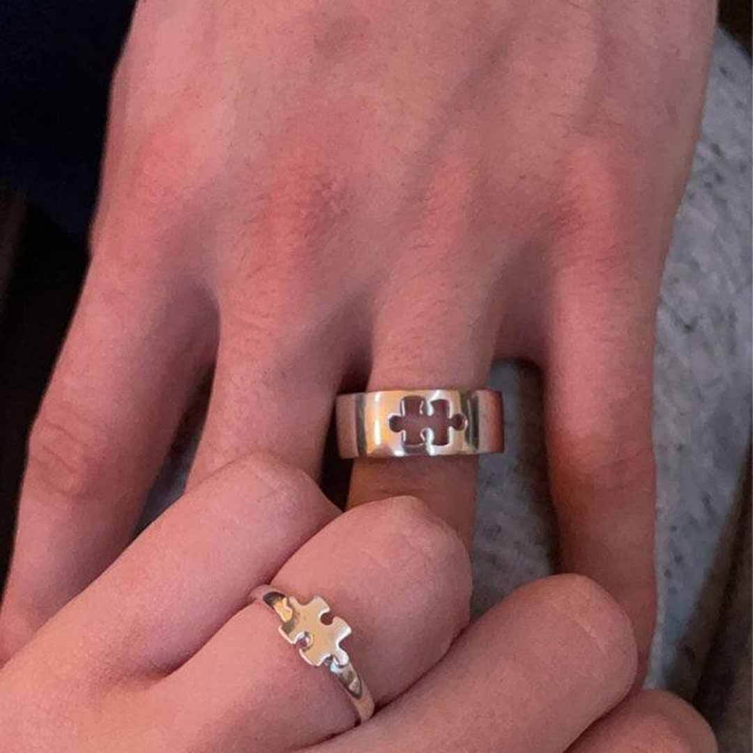 925 Ayar Gümüş Puzzle Çift Yüzük