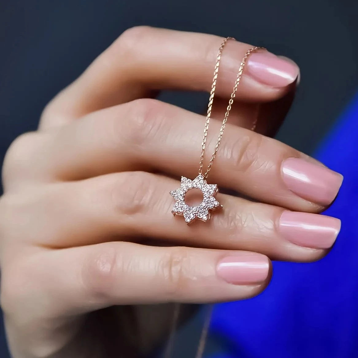 925 Ayar Gümüş Taşlı Güneş Kolye