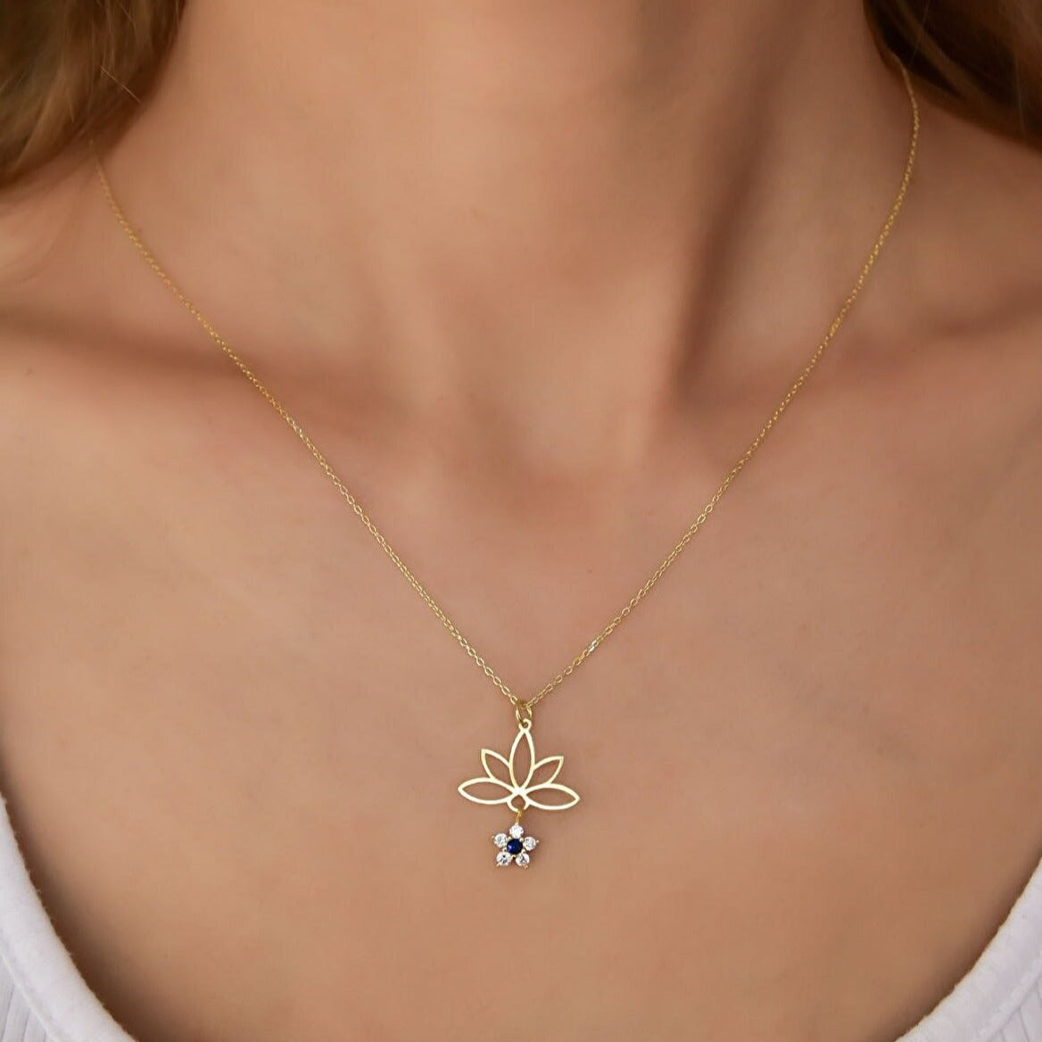 925 Ayar Gümüş Sparkle & Lotus Kolye
