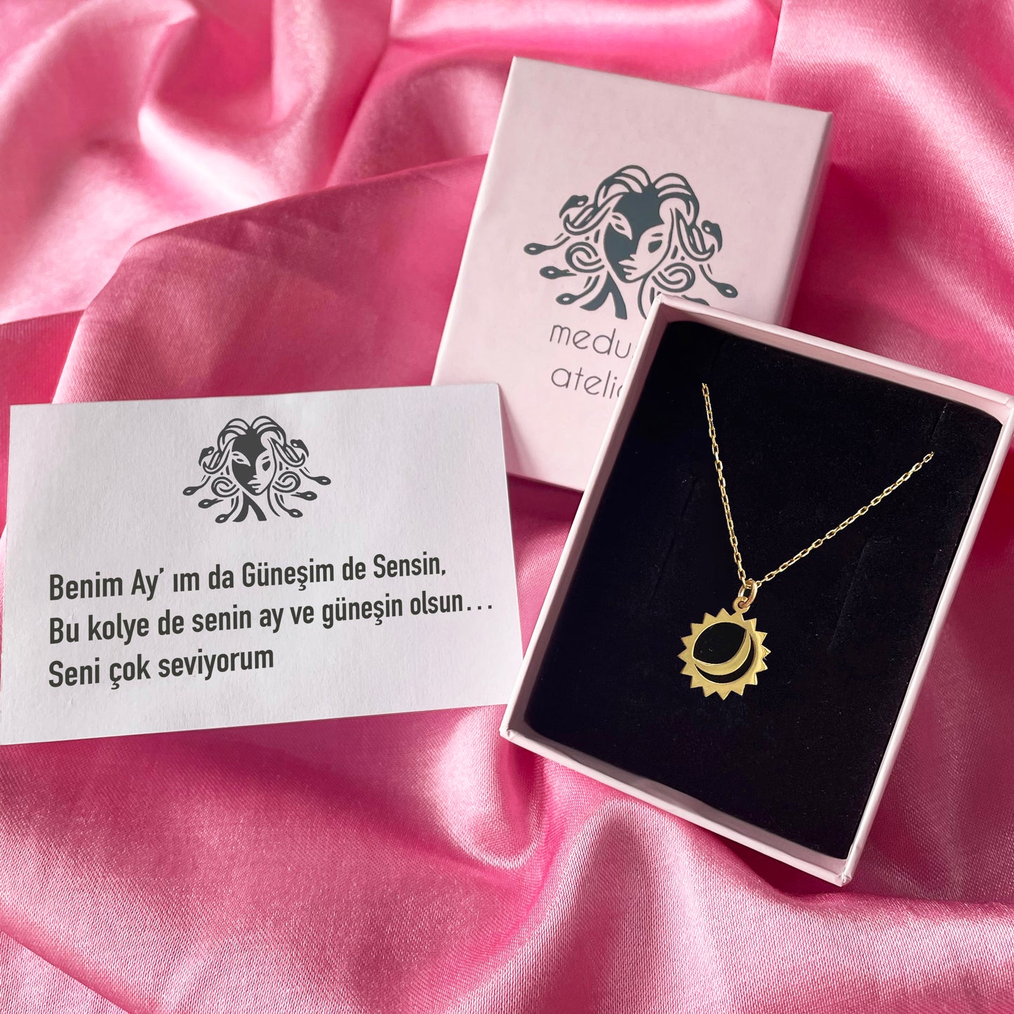 925 Ayar Gümüş Sun and Moon | Ay ve Güneş Kolye