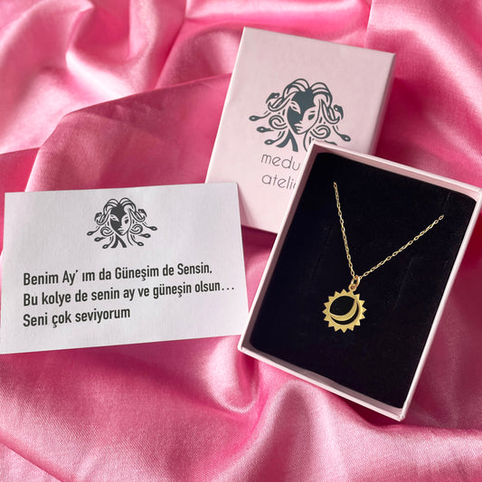925 Ayar Gümüş Sun and Moon | Ay ve Güneş Kolye