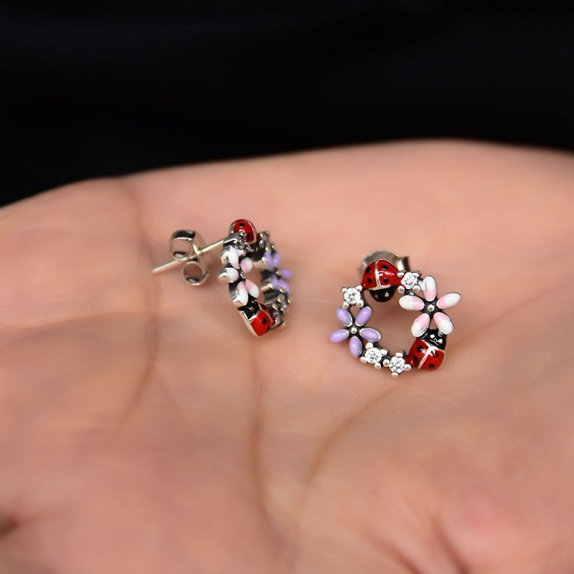 925 Ayar Gümüş Uğur Böceği Küpe