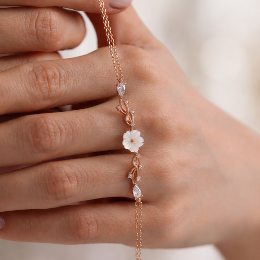 925 Ayar Gümüş Menekşe Çiçeği Bileklik