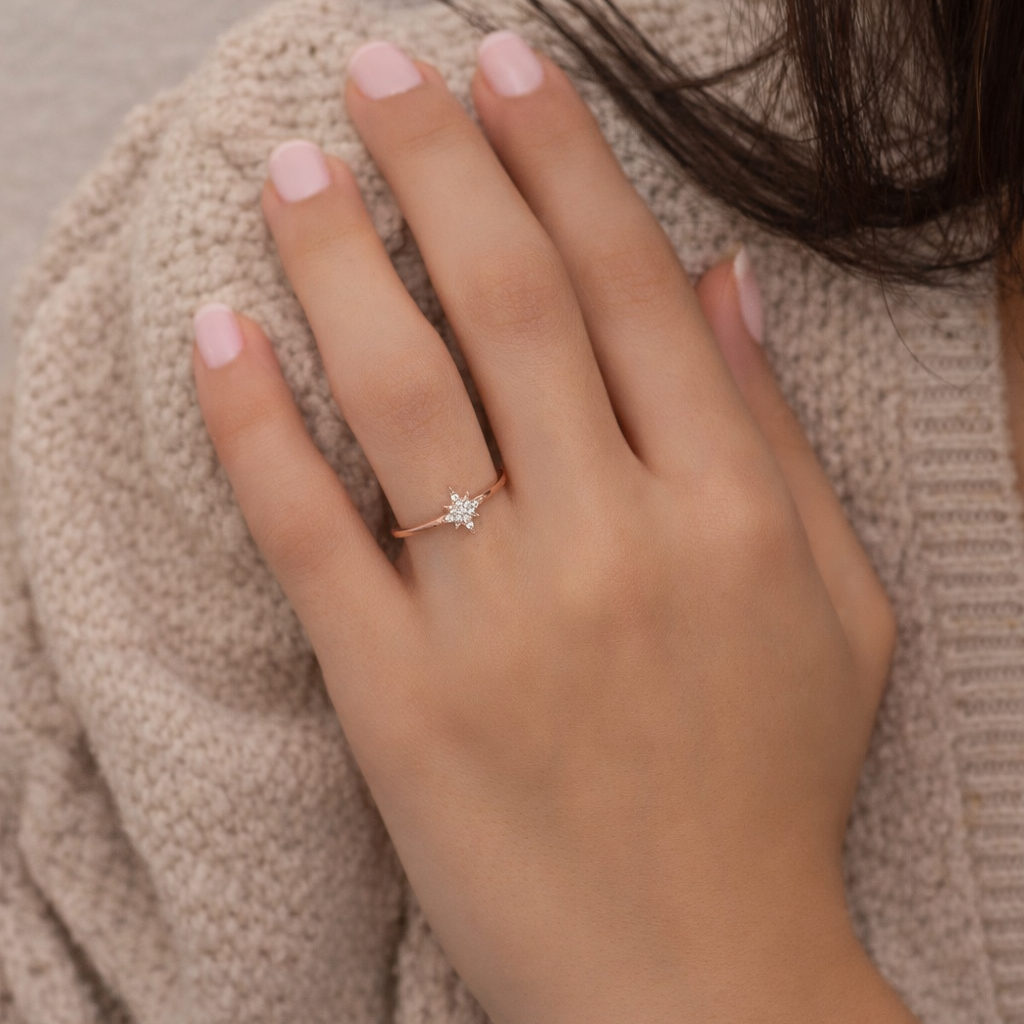 925 Ayar Gümüş Mini Kutup Yıldızı Yüzük