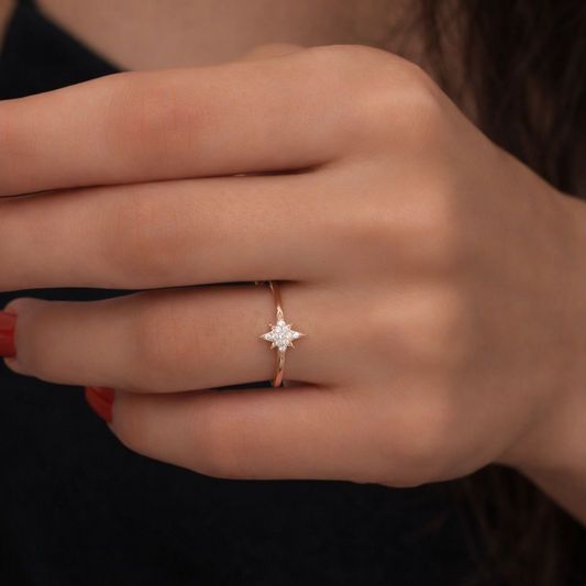 925 Ayar Gümüş Mini Kutup Yıldızı Yüzük