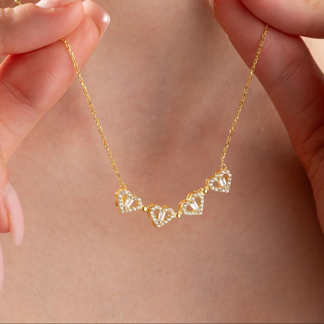 925 Ayar Gümüş Açılır Yonca & Kalp Kolye