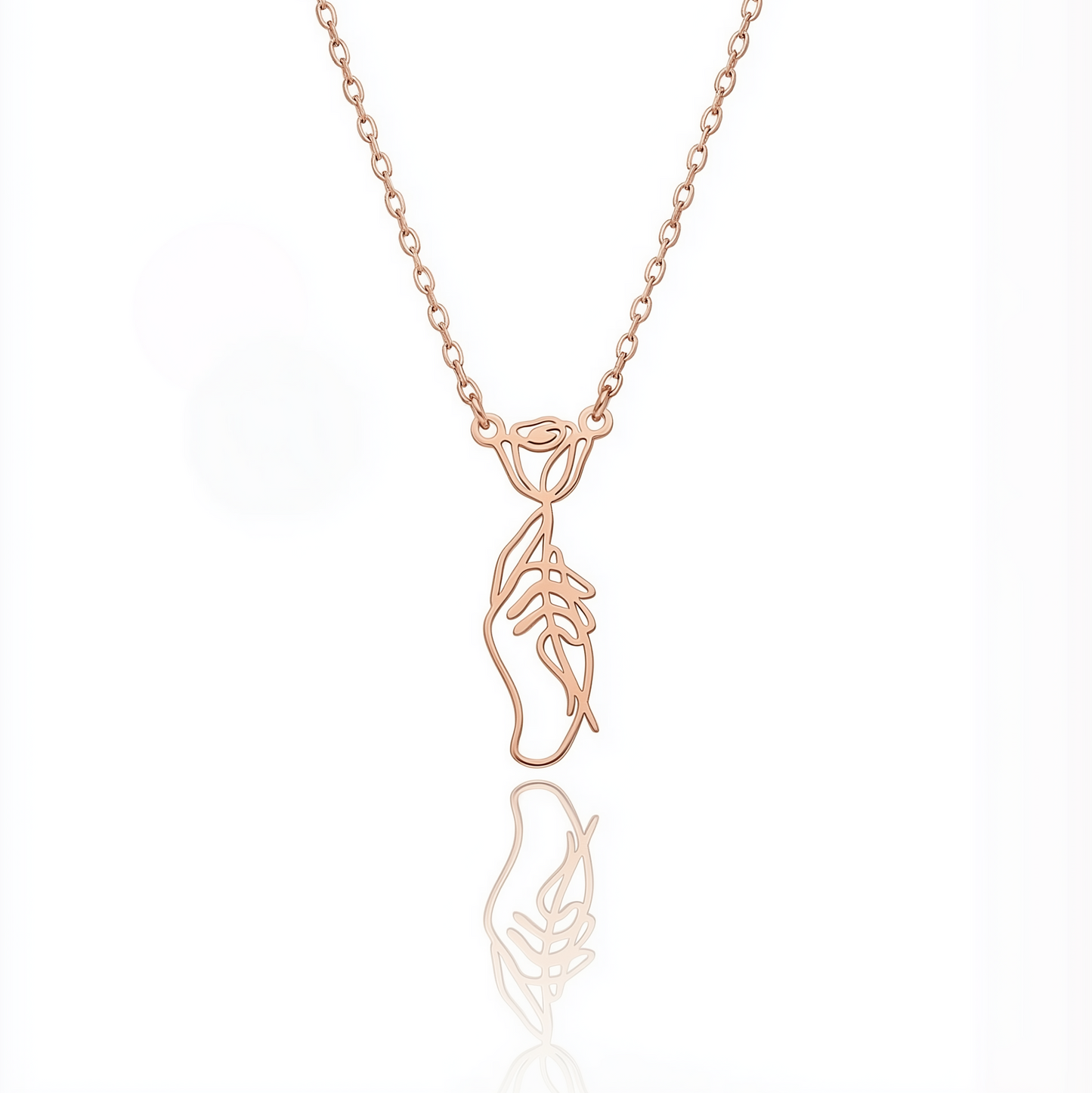 925 Ayar Gümüş Tasarım Gül Kolye