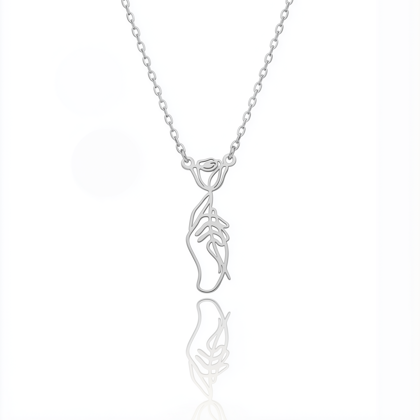 925 Ayar Gümüş Tasarım Gül Kolye