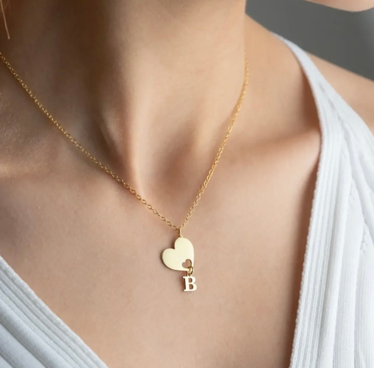 925 Ayar Gümüş Kişiye Özel Harf & Kalp Kolye