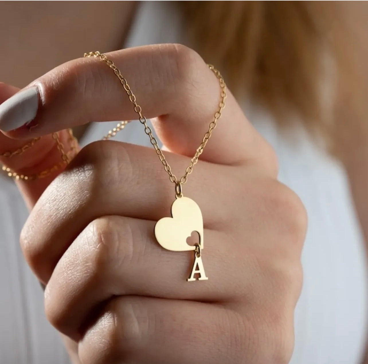 925 Ayar Gümüş Kişiye Özel Harf & Kalp Kolye