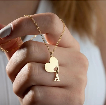 925 Ayar Gümüş Kişiye Özel Harf & Kalp Kolye