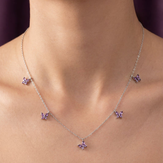 925 Ayar Gümüş Mini Kelebekler Şans Kolyesi