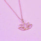 925 Ayar Gümüş 0.01 Karat Pırlanta Lotus Çiçeği Kolye